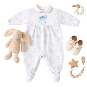 Vintage Baby Dior Footed Romper – Circus Clown Print – Size Large (18–23 lbs)